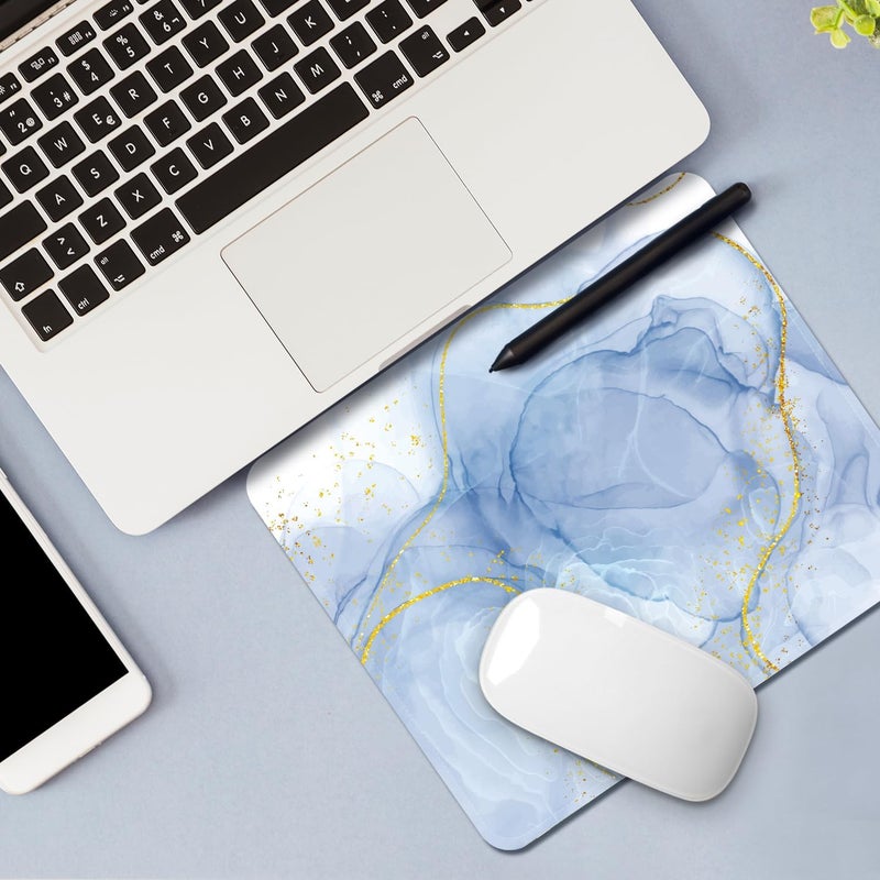 FROGIGO Square Mouse Pad with Stitched Edge, Premium Mousepad Washable Cloth. Computer Mouse Pad with Non-Slip Rubber Base, Mouse Pads for Computers Laptop Mouse 9.25x7.75x0.12 inch-Blue Marble - Image 4